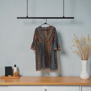 Bohemian Multicolor V Neck Dress Maroon